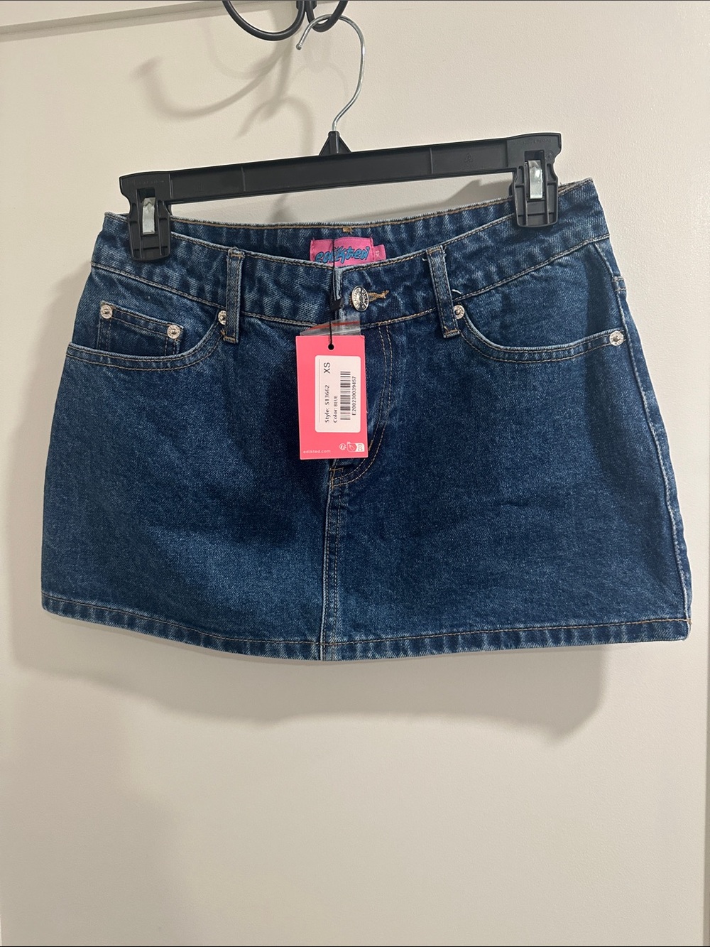 Edikted Dark Blue Denim Mini Skirt